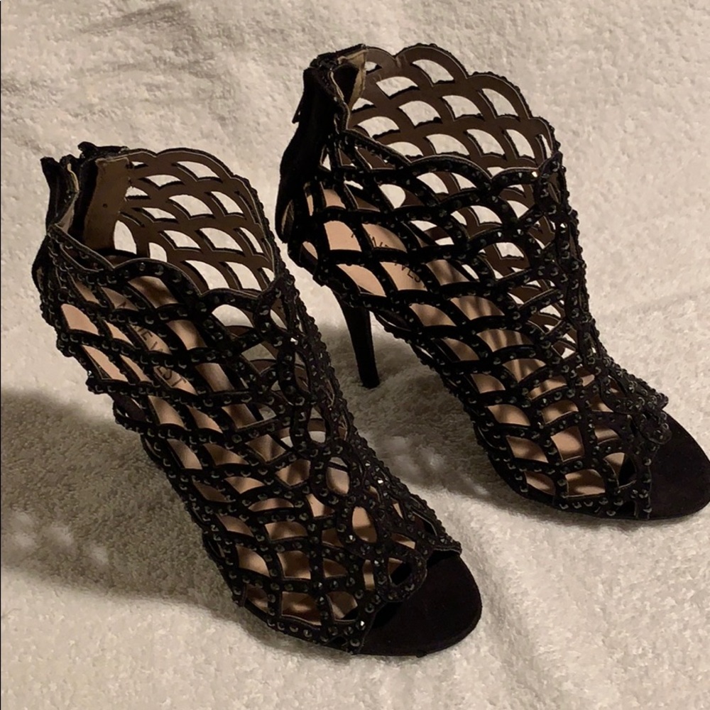 Black suede sparkling bootie Nine West